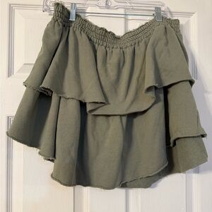 Aerie Olive Green Ruffled Mini Skirt